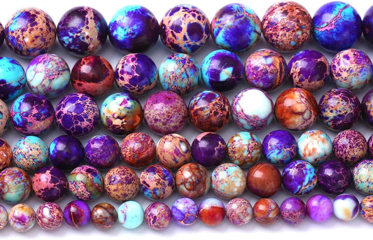 46PCS 8mm Natural Galaxy Sea Sediment Jasper Beads Gemstone Round Loose Spacer Stone Beads for Jewelry Making DIY Bracelet Necklace 15 Inch