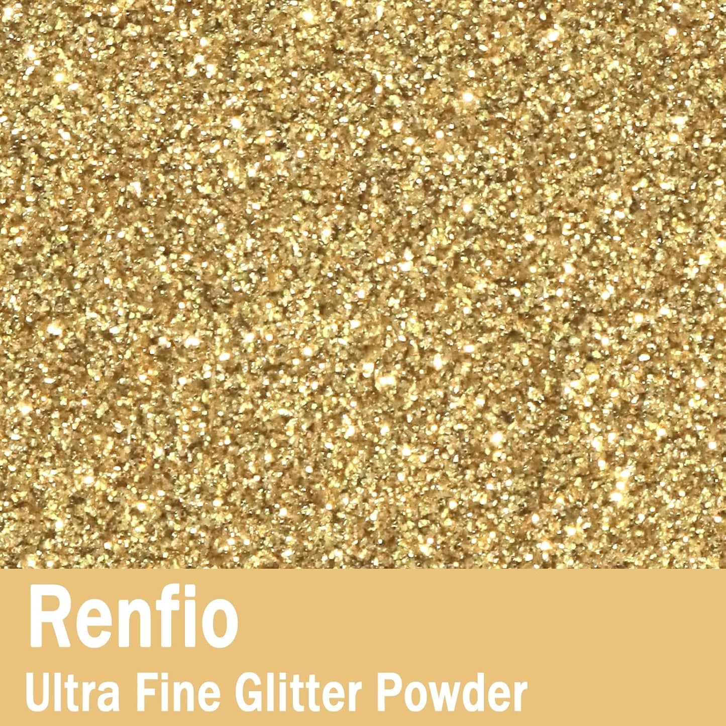 Renfio Ultra Fine Glitter Powder Metallic Resin Glitter 2.11 Oz (60g) PET Flakes Crafts Sequins 1/128" 0.008" 0.2mm Epoxy Chips Flakes for Tumblers Slime Decoration - Champagne Gold