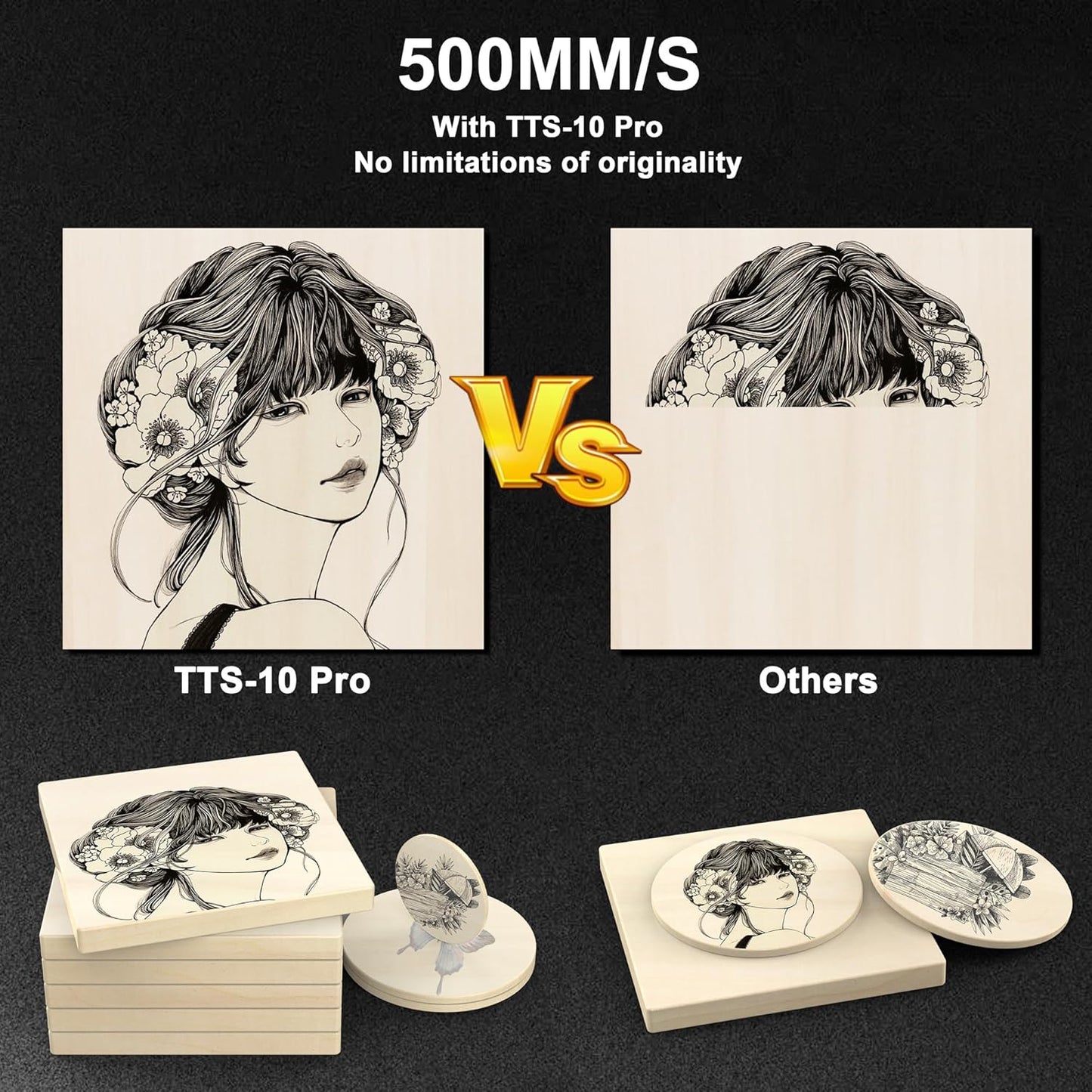 TTS-10 PRO 10000mW Laser Engraver Machine Laser Cutter Laser Cutting Engraving Tool Engraving Machine for Wood Metal Aluminum Glass Leather Class IV