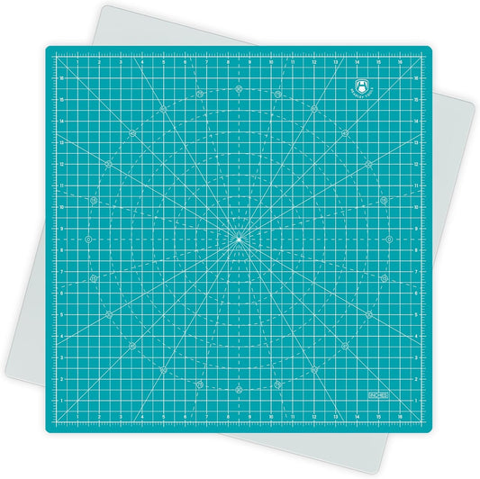 Headley Tools 17"x17" Rotating Cutting Mat, Self Healing Mat with 360-Degree Rotation & Anti-Slip Base, Sewing Board Cutting Mat Perfect for Fabric Quilting Leather Hobby Project, Turquoise