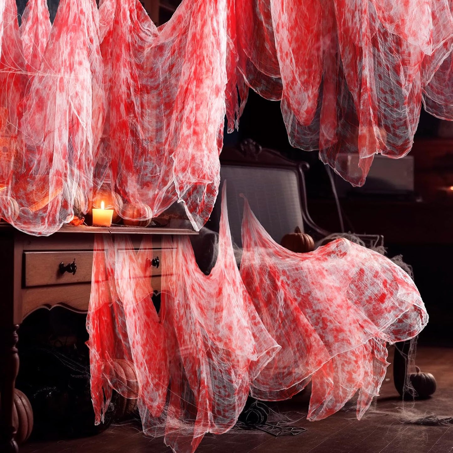 Boao Halloween Cheese cloth 85 x 394 Inch Bloody Cheesecloth Roll for Crafts Large Cotton Muslin Gauze Fabric for Halloween Outdoor & Indoor Spooky Decoration