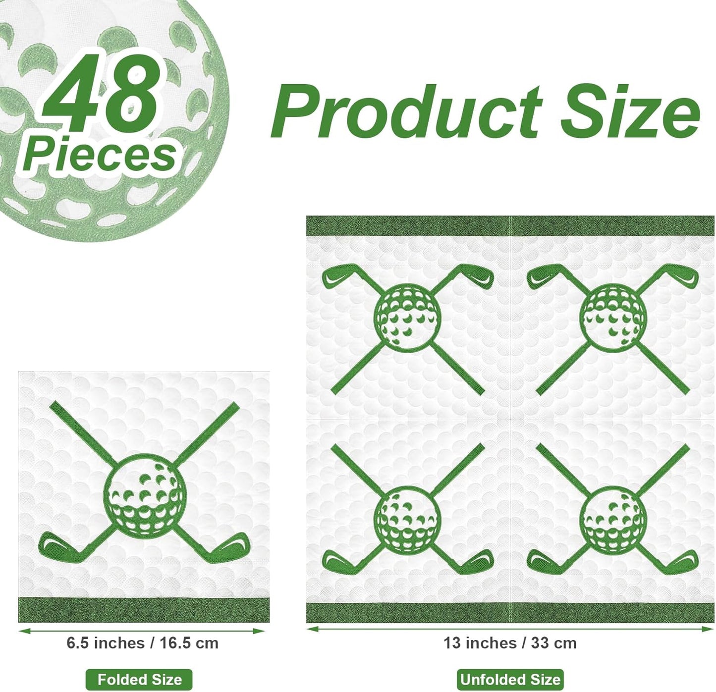 Aodaer 48 Pieces Golf Napkins 13 x 13 Inches Hole in One First Napkins Disposable Golf Cocktail Beverage Paper Napkins for Golf Themed Party Decorations Sports Party Supplies, Birthday Party