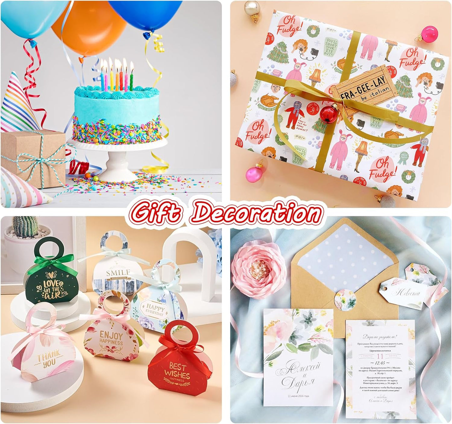 ABSOFINE 18 Colors Satin Ribbon Polyester, 1/4 inch Solid Fabric Ribbon Roll for Gift Wrapping, DIY Crafts, Wedding Christmas Birthday Party Decorations