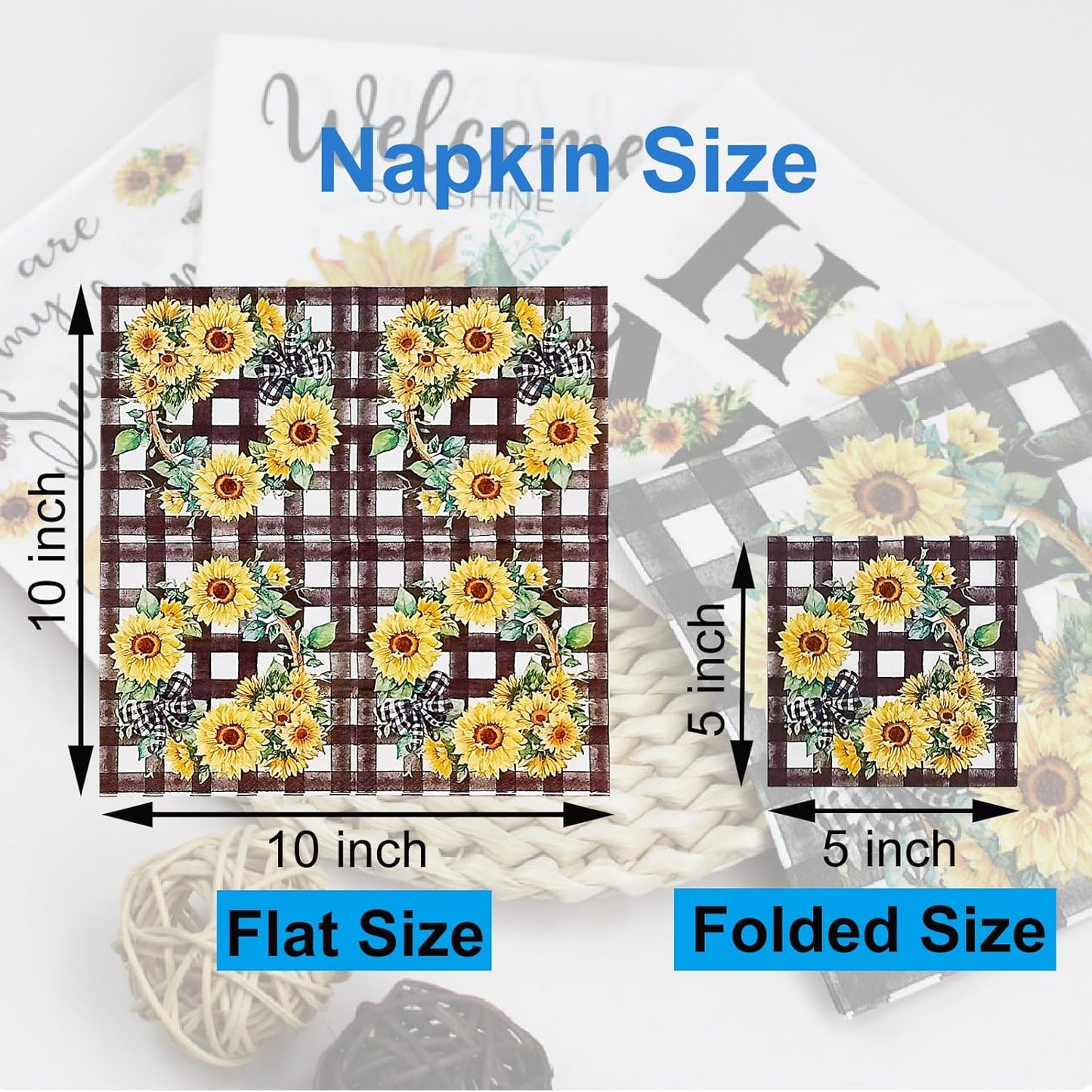 Cocktail Napkins 80 Pack 2 Ply Floral Beverage Luncheon Dinner Paper Napkins Flower Print Disposable Napkins for Wedding Thanksgiving Anniversary Celebrations, 5X5 Inches Folded