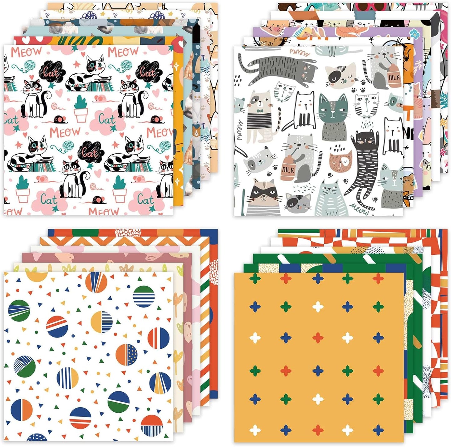 48 Sheets 24 Designs Scrapbook Paper Pad, 6"×6" Single-Sided Decopodge Craft Cardstock Paper,Scrapbooking DIY Decorative Background Cardmaking Supplies.Cat's Life&Sweet Love