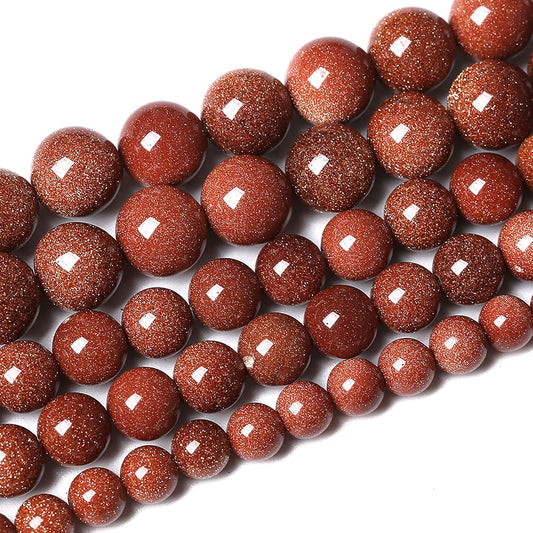 38pcs 10mm Natural Gold Sandstone Beads Gemstone Round Loose Beads for Jewelry Making DIY Bracelet Necklace 15“