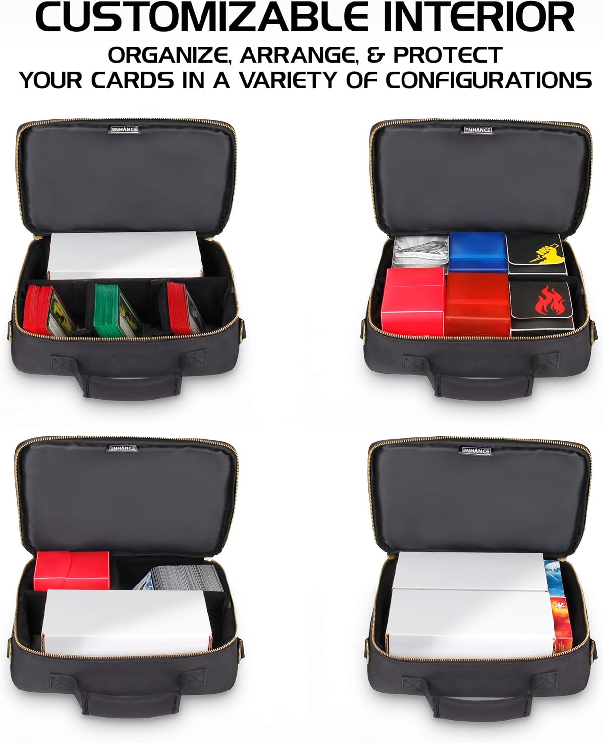 ENHANCE MTG Card Box Storage Case - Deck Holder Card Carrying Case Bag Compatible with Magic MTG Cards , Card Games, Cards Against Humanity - Pencil Loops , Pocket for Dice, & Tokens