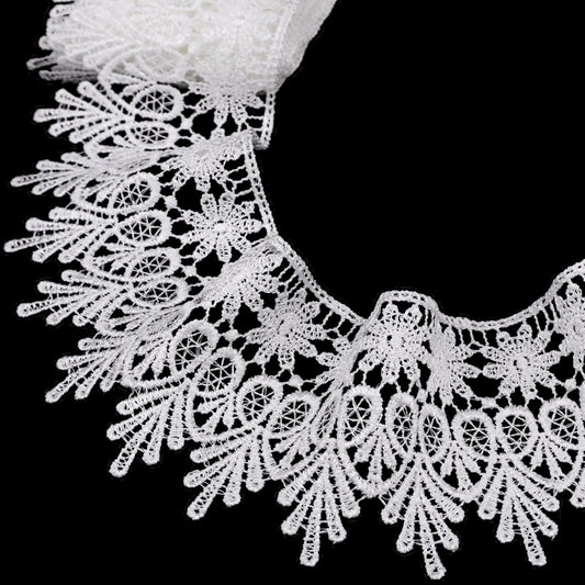 GXTIZAS White Lace Trim 5 Yards Wide Venise Lace Ribbon Embroidered Edge Trim for Sewing Crafts Pillow Case