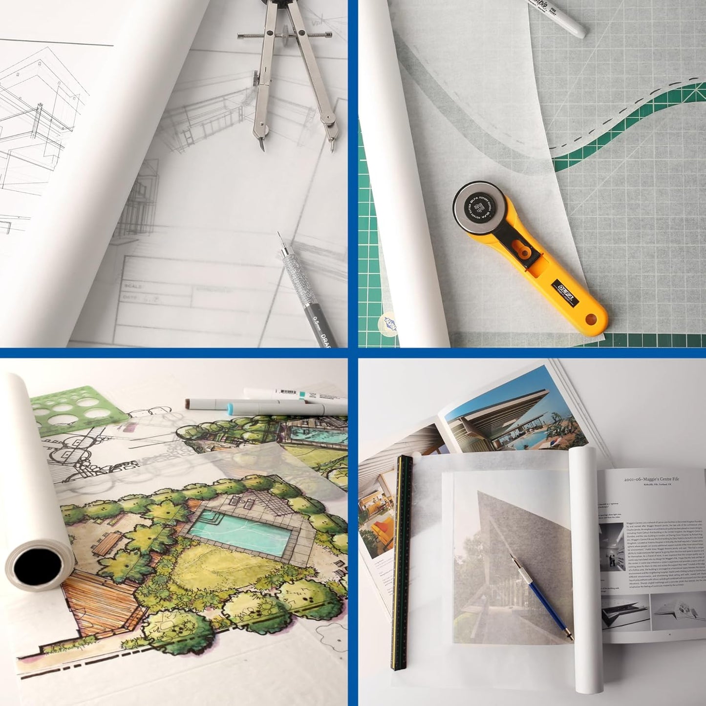 ALVIN 55W-A Lightweight Tracing Paper Roll, White, Suitable with Ink, Charcoal, Felt Tip Pen, for Sketching or Detailing - 12 Inches, 20 Yards, 1-inch Core