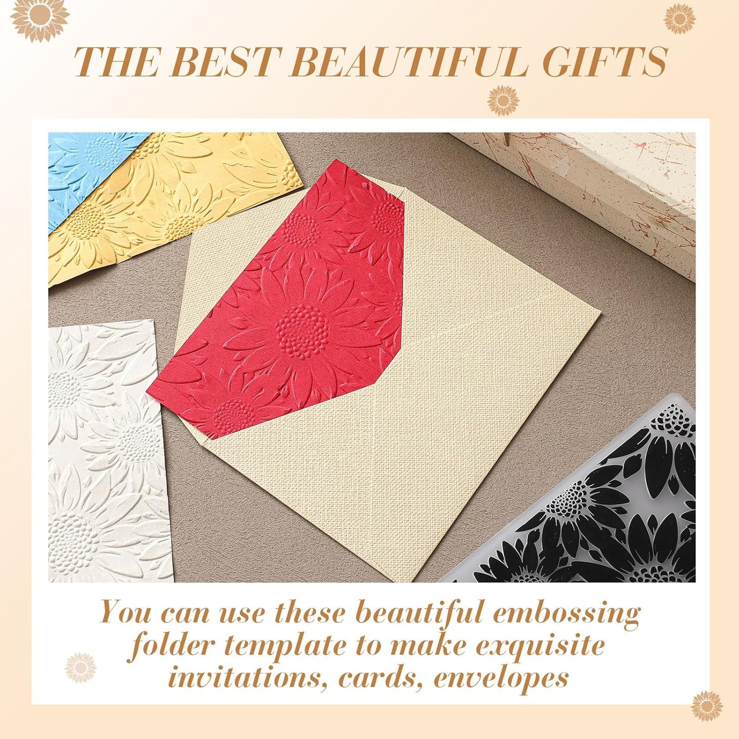 Geiserailie 1 Pcs Embossing Folders Embossing Machine Template Paper Card Folders for Christmas Card Making DIY Flower Scrapbook Photo Album Craft Decoration 5.9 x 4.1 Inch (Sunflower Style)