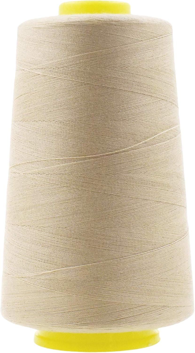 Mandala Crafts 4 Pack of Serger Threads Cones Spools - 20S/2 24000 Yards Polyester Cream Threads for Sergers Machine and Overlock Quilting Sewing Machine