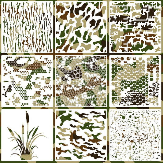 Camo Paint Stencils 12inch Camouflage Stencils Reusable Camo Stencil for Spray Paint Wood Canvas Paper Fabric Floor Wall Tile