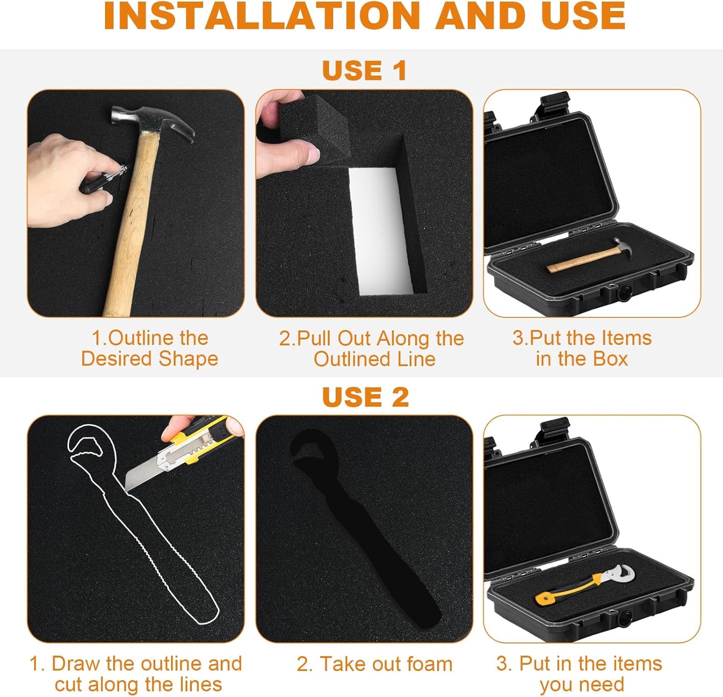 Eunice 4Pcs 16 x 12 x 0.4 Inch Polyurethane Foam Sheets & 4Pcs 16 x 12 x 0.8 Inch Cuttable Foam Inserts for Cases, Packing Foam Pads for Tool Box, Camera Storage and Crafts