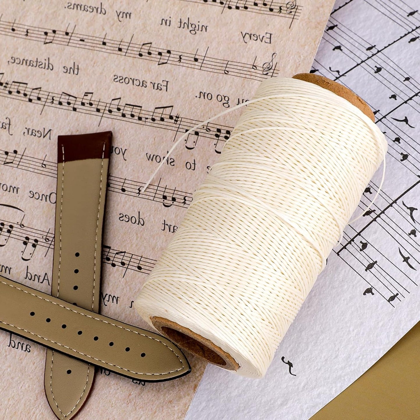 Waxed Linen Thread, 285 Yards 0.8MM 150D Polyester Leather Sewing Waxed Thread for Leather Craft, Bookbinding, Shoe Repair, DIY Projects