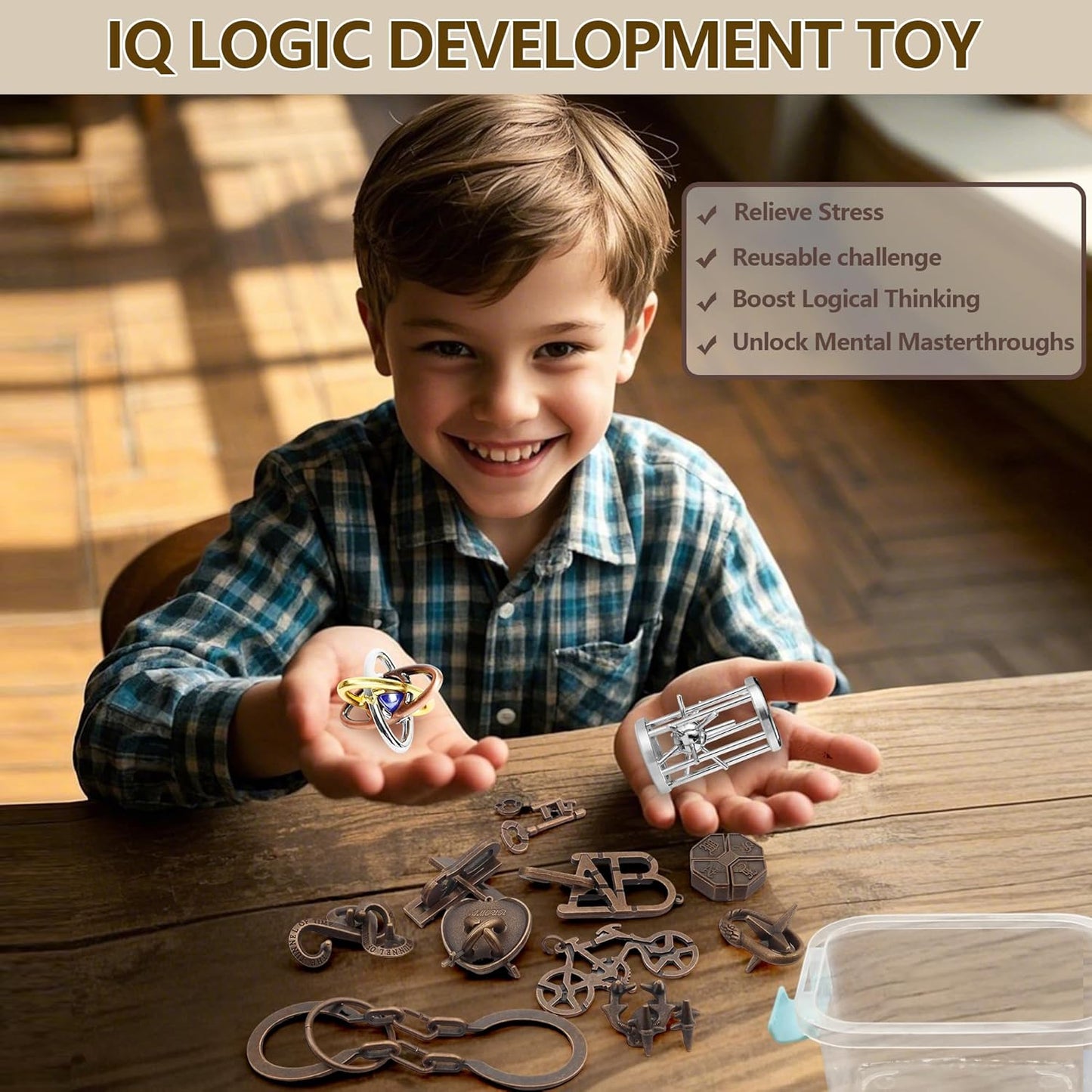 12Pcs Brain Teaser Puzzles for Adults and Teens, 3D Metal Puzzle Set with Various Difficulty Levels, IQ Logic Challenge Disentanglement Game, Fun Handheld Brain Teasers for Focus, Gifts for Boys Girls