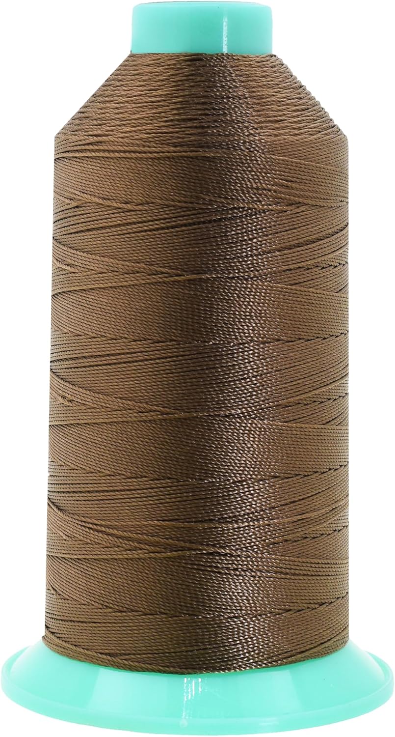 Mandala Crafts Bonded Nylon Thread Coyote Brown Heavy Duty Sewing Threads - 415 YDs Size 346 210D T350 Tex 350 Thread for Leather Jeans Weaving Outdoor Marine Upholstery Threads