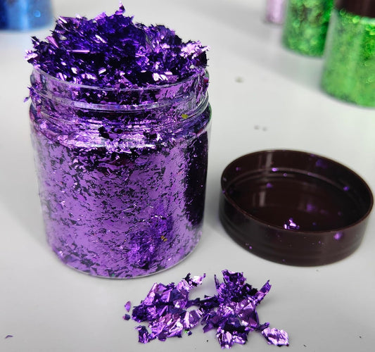 Gilding Flakes,Gold Foil Flakes for Resin,Blue Red Purple Pink Metallic Foil Flakes for Resin Jewelry Making,Nails,Painting Art,Crafts and Slime (Purple)