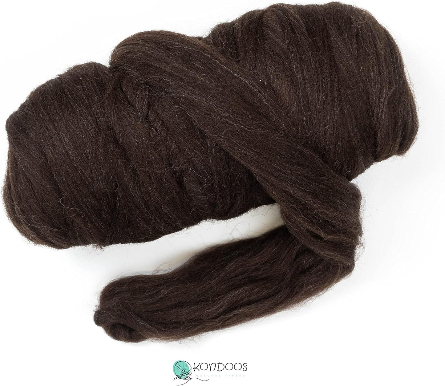 Natural Wool Bulk roving, 1 lb. Best Wool for Spinning, arm Knitting, Felting, Chunky Blankets and Tapestry. Natural Colors, un-Dyed. (Dark Chocolate, 1 lb)