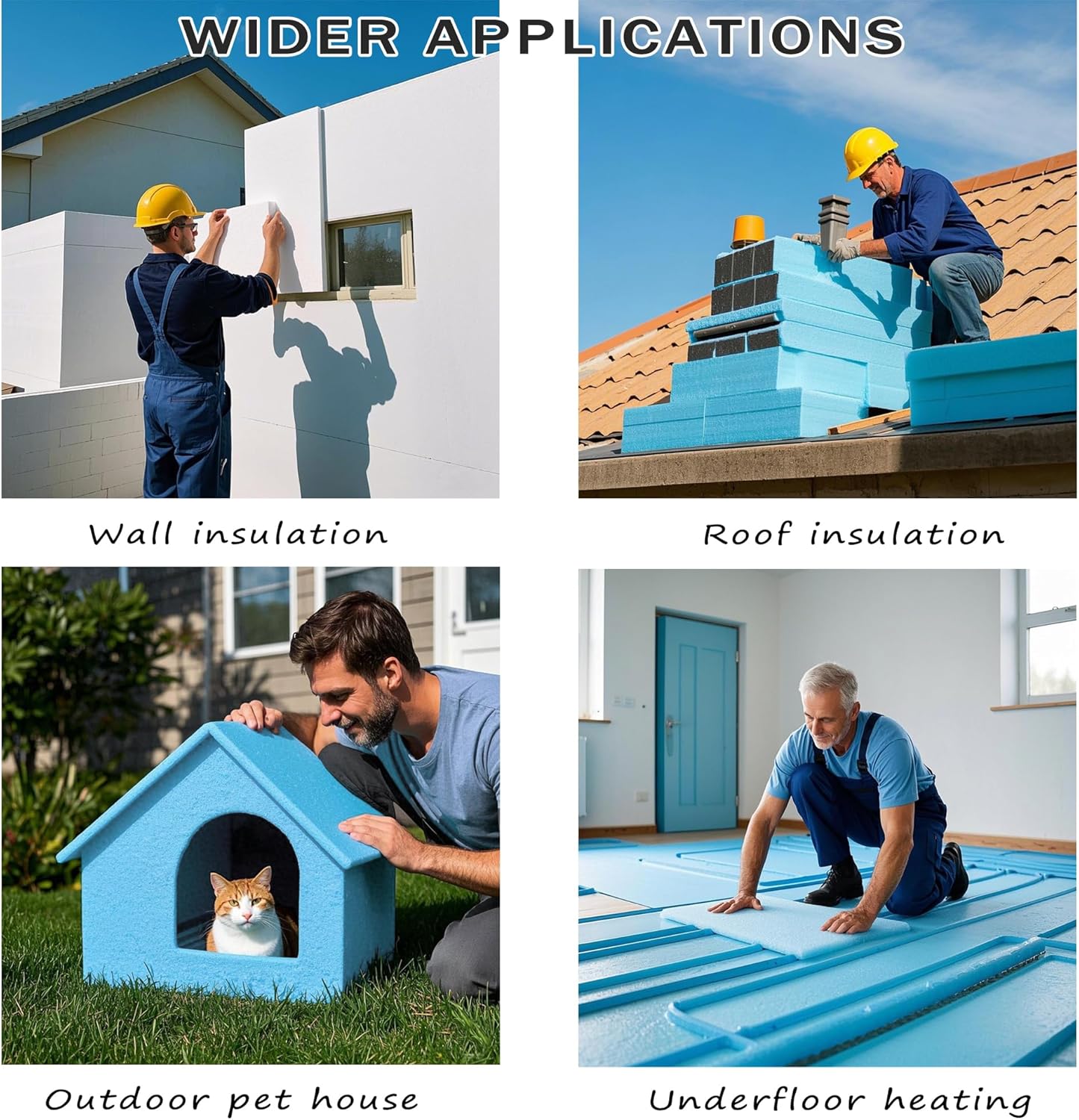 LuckyFoam Blue 4 Pack 15x12x1 inch Foam Sheets 1 Inch Thick Polystyrene Rectangles XPS Foam Board Craft for Insulating DIY Modeling Art Supplies