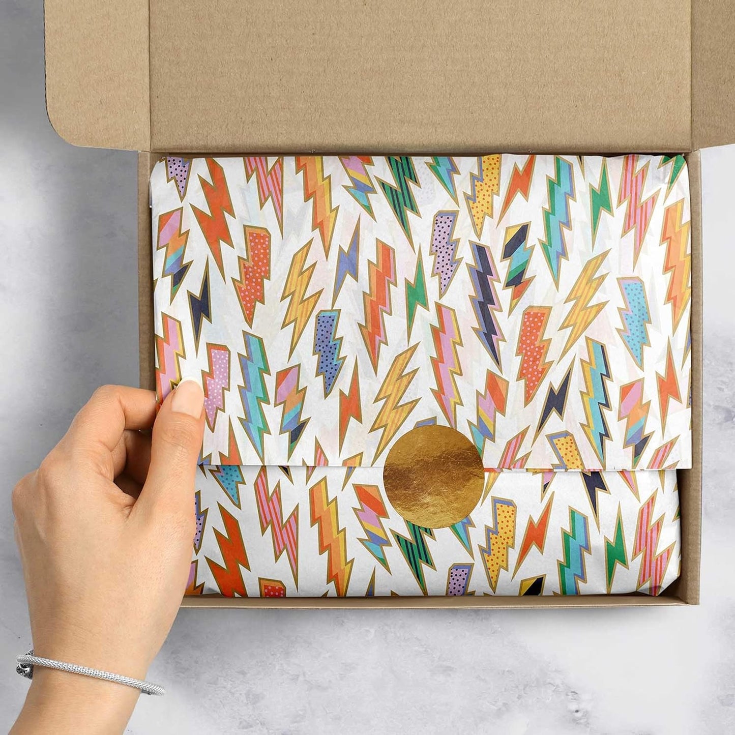 Colors of Rainbow - Lightning - 12 Sheets, 20 inch X 29 inch - Italian Print Tissue Paper for Decoupage Gift Basket Gift Bag Party Crafts (Lightning)