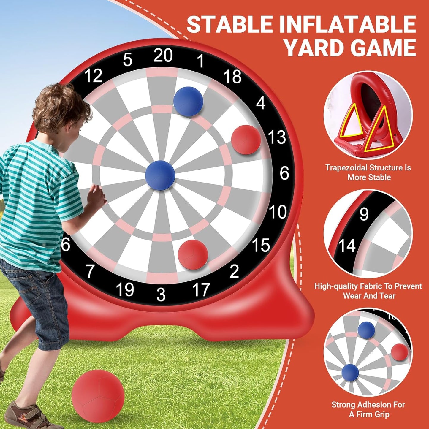 Giant Inflatable Dart Board, 6.5FT Outdoor Games for Adults & Family, Fun Backyard & Yard Game, Large Carnival Game, Giant Soccer Kick Golf Dartboard