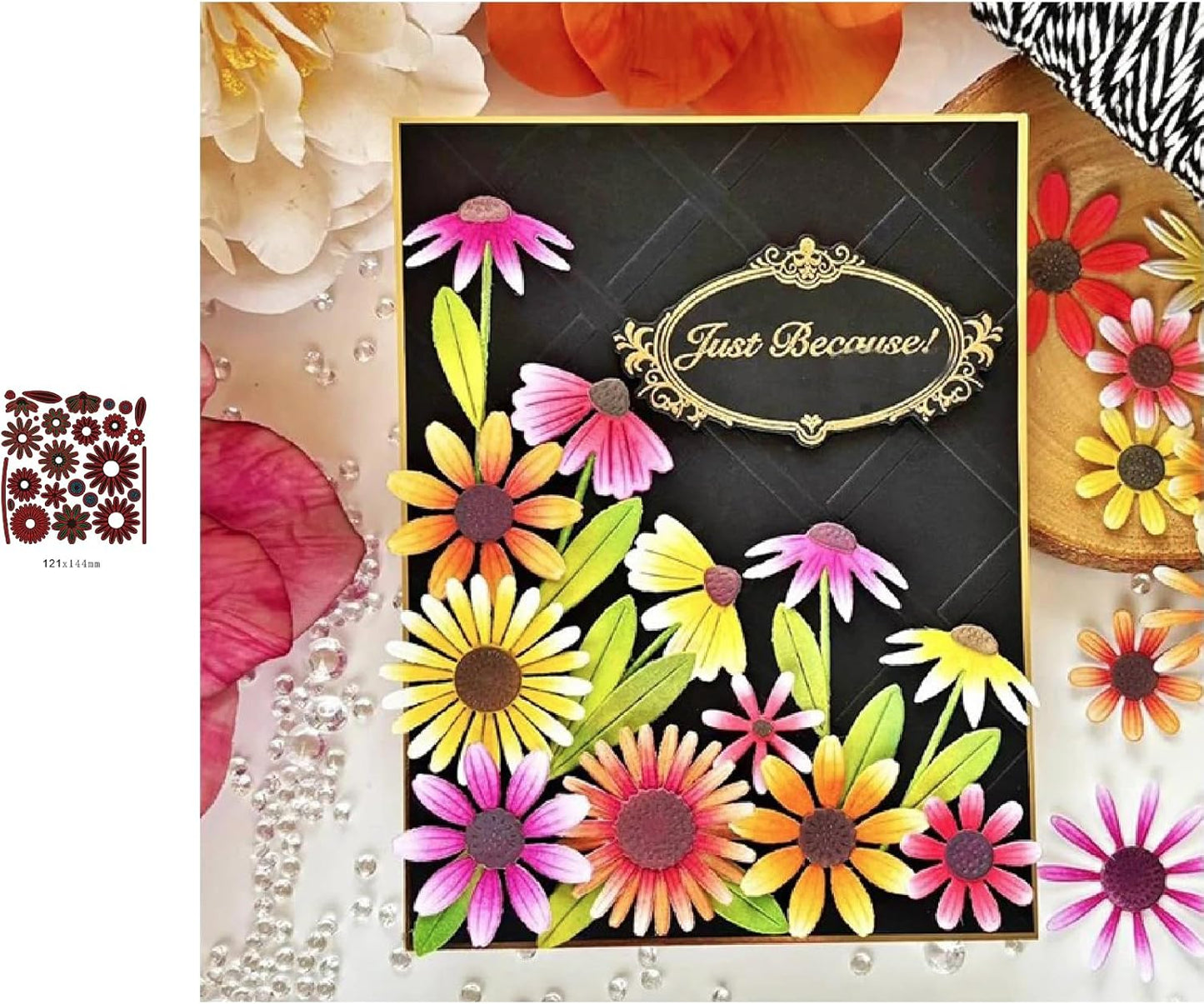 Lapoo Flowers Metal Cutting Die for Scrapbooking - Durable, Cut Stencils for DIY Scrapbook Photo Album Decorative Paper Card, Card Making Supplies, Embossing (Flowers in Clusters 4.8 x 4.5 in)