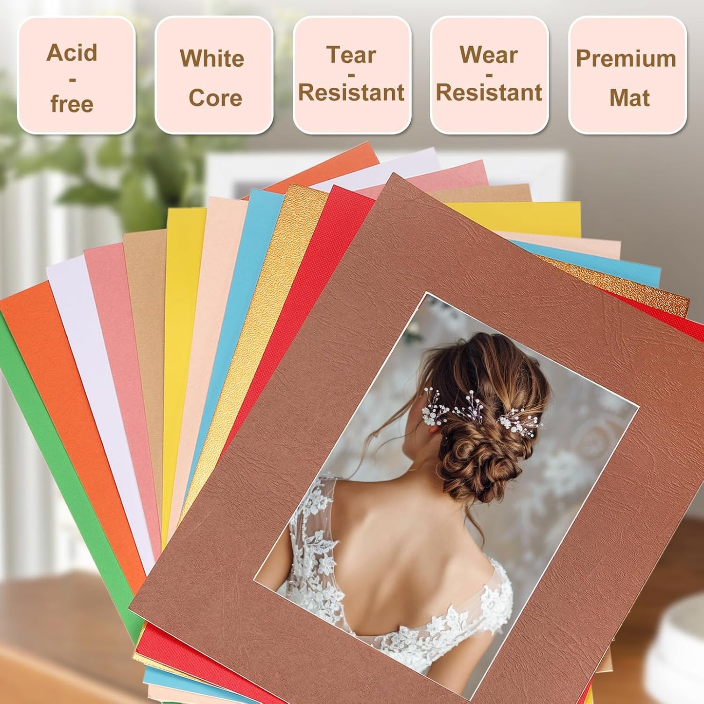 Picture Mats, 8 x 10 for 5 x 7 Pictures Acid Free White Core Bevel Cut Frame Mattes for Display Art Measuring, Gray