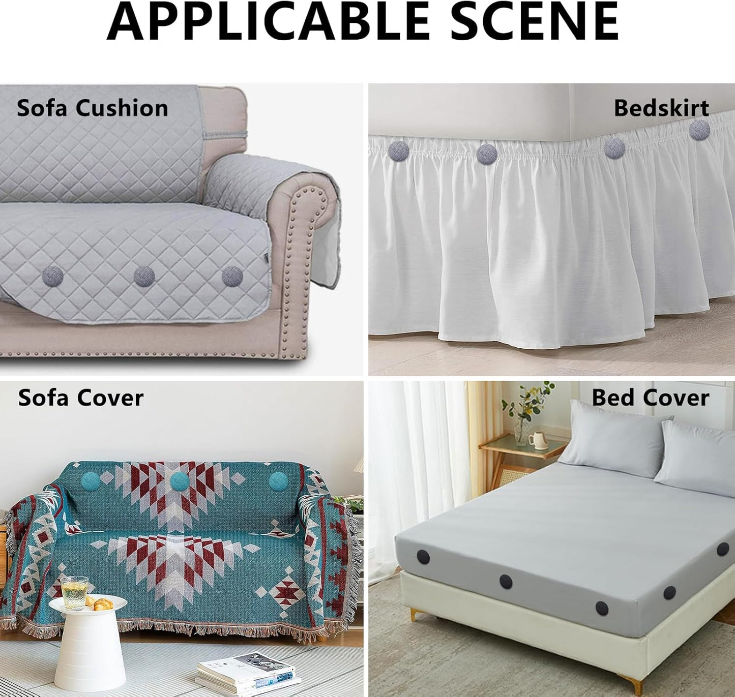 12 Colors Fabric Covered Button Twist Pins Dust Ruffle Pins- for Sofa，Upholstery，Armchair Caddies, Armrest Covers,Bed Skirts, Slipcovers, Headliners (Medium Gray, 12)