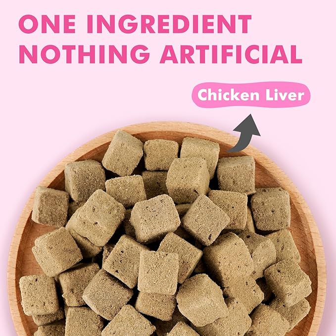 Freeze Dried Cats & Dogs Raw Treats, All Natural Single Ingredient Chicken Liver, High Protein Healthy Pet Training Treats or Food Topper, 3.5 oz