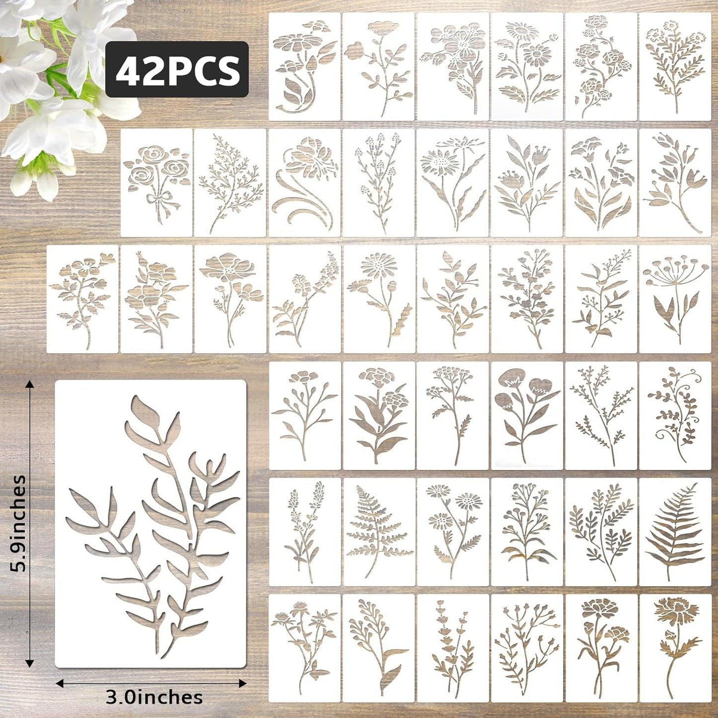 Flower Stencils for Painting Reusable 42PCS Wall Stencil for Crafts Leaf Stencils Templates for DIY Home Decor Art Projects
