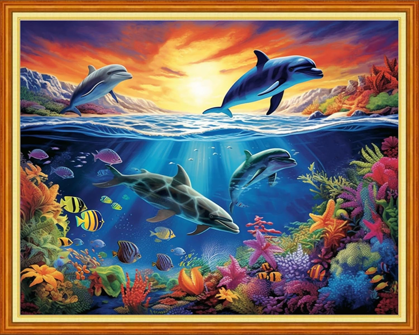 Joyhoor Cross Stitch Kits for Beginners Stamped Cross-Stitch Supplies Needlework preprint Embroidery Kits for Adults DIY Needlepoint Kits Embroidery Patterns 11CT-Underwater World 16x20 inchs