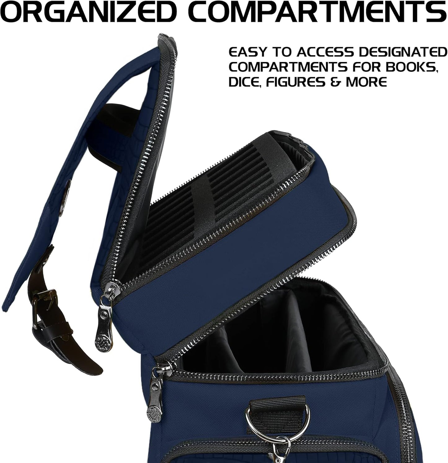 ENHANCE Travel Bag for DND Collector's Edition, Bag Compatible with Dungeons and Dragons, Battle Mat Holder, Dice Pockets and Accessories, Carry 4-8 Books (Blue Dragon)