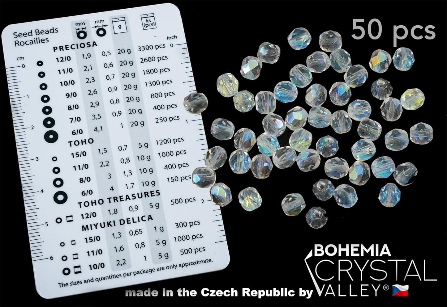 50 pcs Faceted Fire Polished Pressed Czech Glass Beads 6mm (0.24in), 00030-28701 Crystal AB