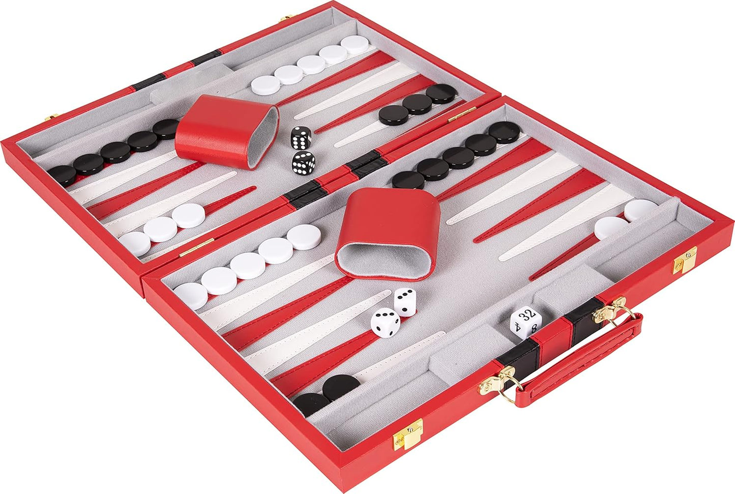 Backgammon Sets for Adults with Premium Leather Case | Classic Travel Backgammon Set for Adults and Kids with Strategy & Guide | 11 Inches | Small | Red