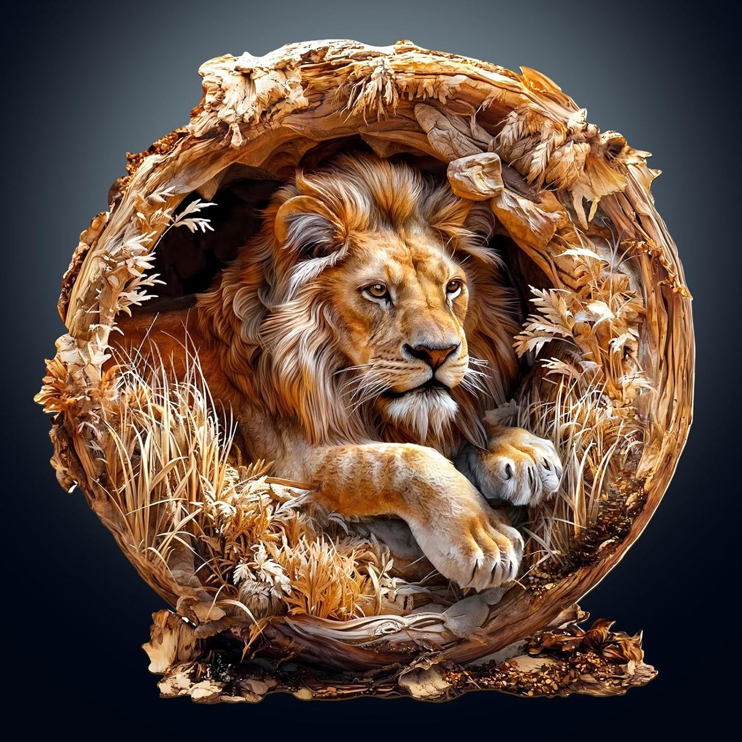 Wooden Puzzles for Adults, 3D Vision Effect Lion King Wooden Jigsaw Puzzles, 575 PCS Unique Shape Advanced Wood Puzzle Adult, 3D Effect Flat Puzzle Birthday Gifts Family Game (XL-17.3 * 17.3in)
