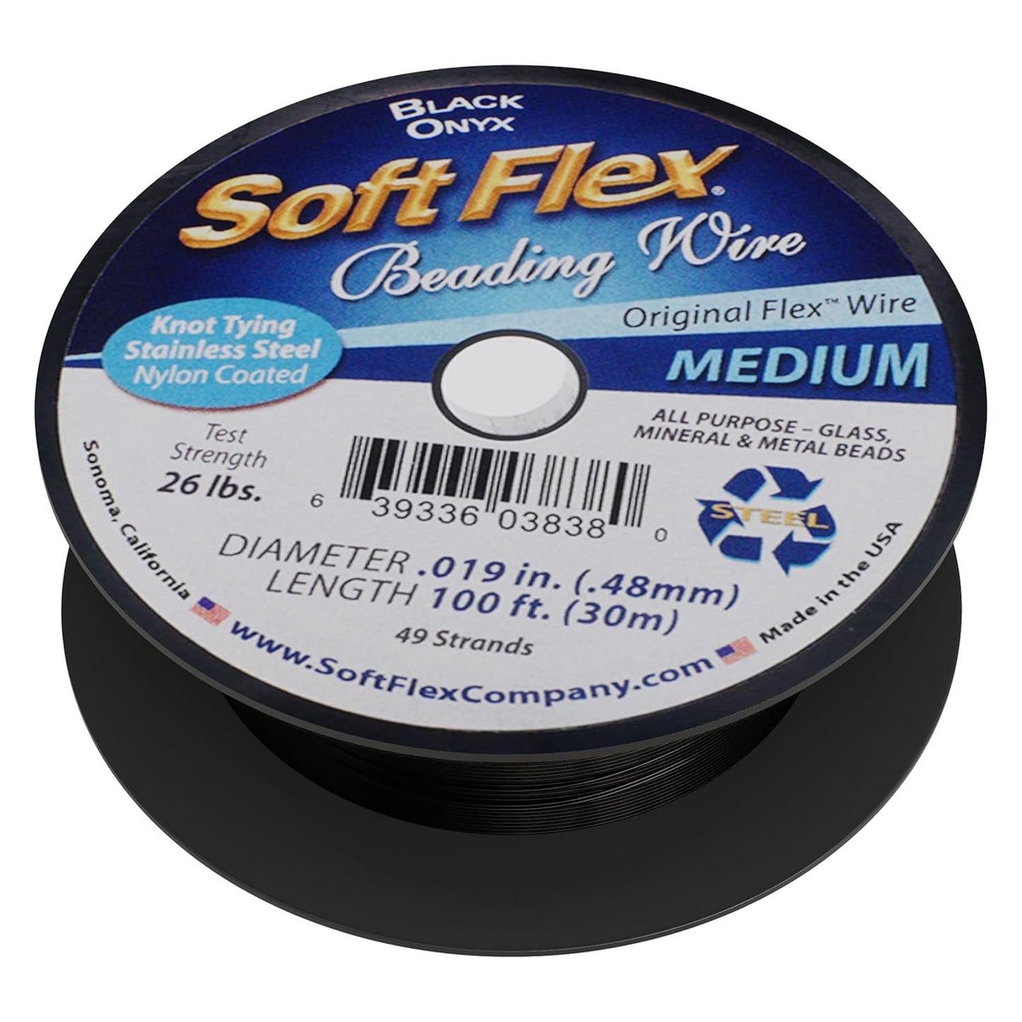 Soft Flex 49 Strand Beading Wire - Medium 0.19 Diameter - 100 Feet Nylon Design Wire