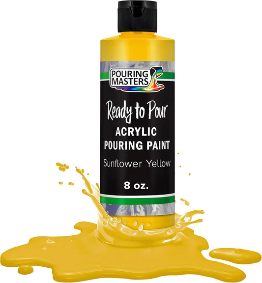 Pouring Masters Sunflower Yellow Ready to Pour Acrylic Pouring Paint - Premium 8-Ounce Pre-Mixed Fluid Acrylic Paint - Fluid Art Supplies for Canvas, Wood, Paper, Tile & Rocks