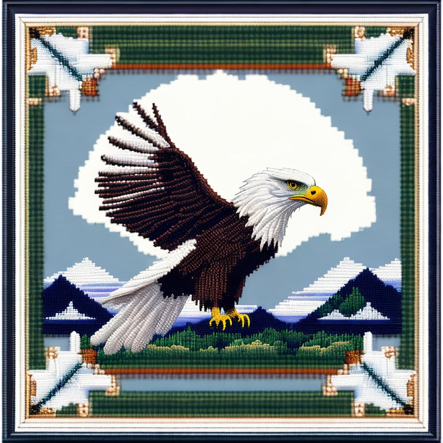 Joyhoor Cross Stitch Kits for Beginners Stamped Cross-Stitch Supplies Needlework preprint Embroidery Kits for Adults DIY Needlepoint Kits Embroidery Patterns 11CT-Bald Eagle 17.7x17.7 inch