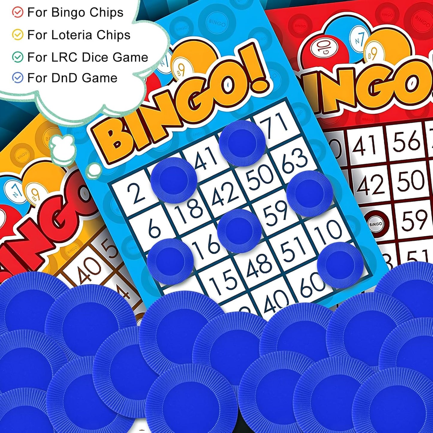 Coopay 500 Pieces Plastic Poker Chips, 1 Inch Bingo Chips Bulk Learning Counters Disks Poker Card Game, Counting Markers for Math Practice, Game Tokens and Teaching Rewards, 25 mm (Blue)