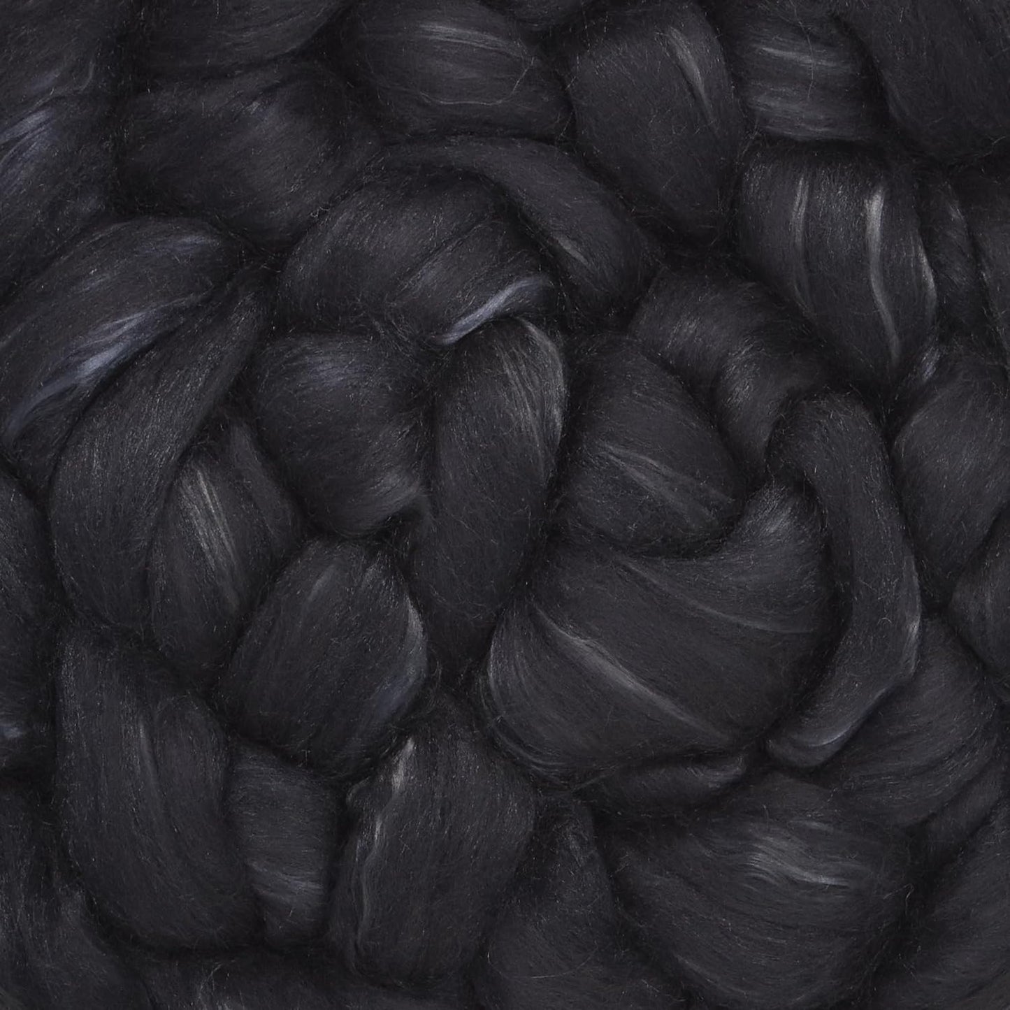 Merino Silk Luxe Tonal Designer Blend. Superfine Merino, Mulberry Silk, Tussah Silk. Top Roving for Spinning or Felting. Obsidian 4oz