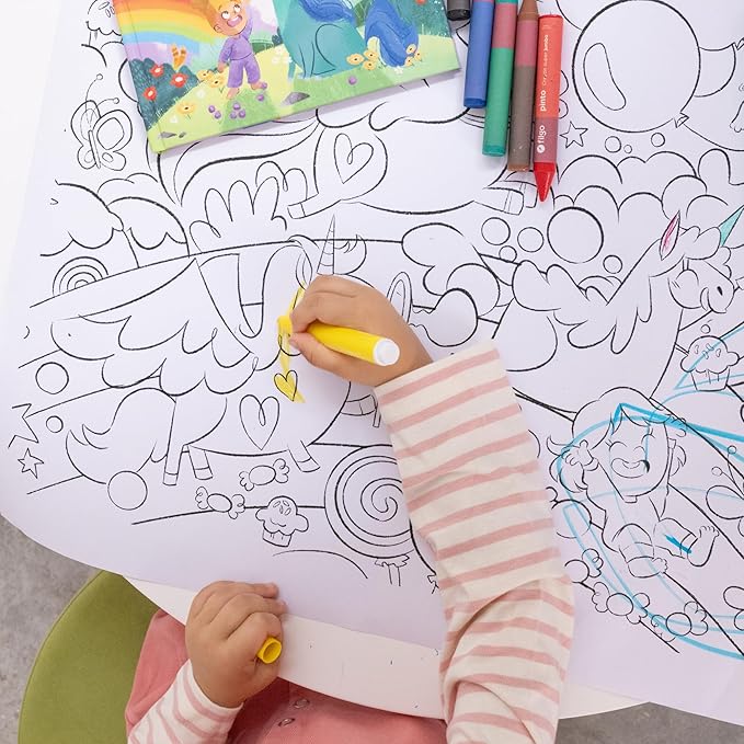 Crazy Little Books Unicorn Fantasy 30ft Giant Coloring Roll for Kids Fun Arts & Crafts Kit - Preschool Educational Fine Motor Skills & Creativity Development