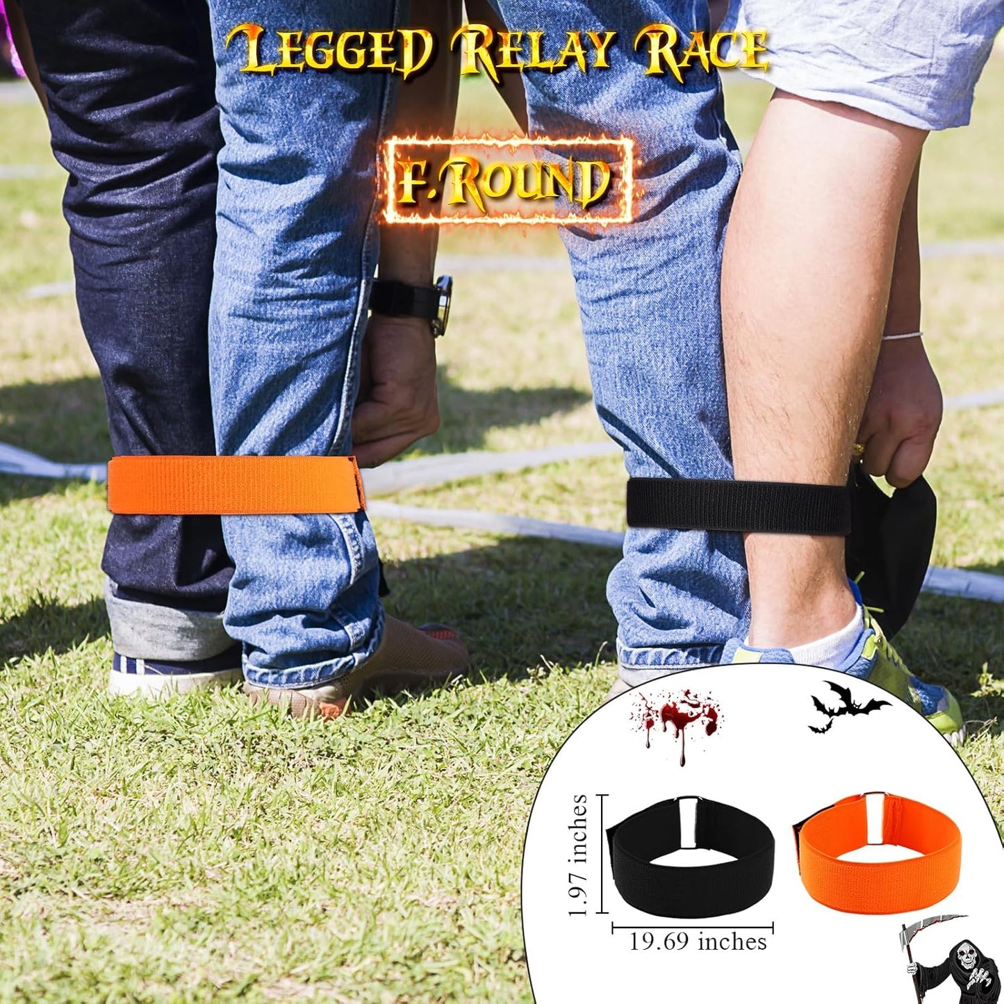 Hiboom 33 Pcs Halloween Party Supplies for Adults, Halloween Decoration Include Potato Sack Race Bags Bean Bag Toss Supply 3 Legged Race, Egg Spoon, Inflatable Spider Ring Toss