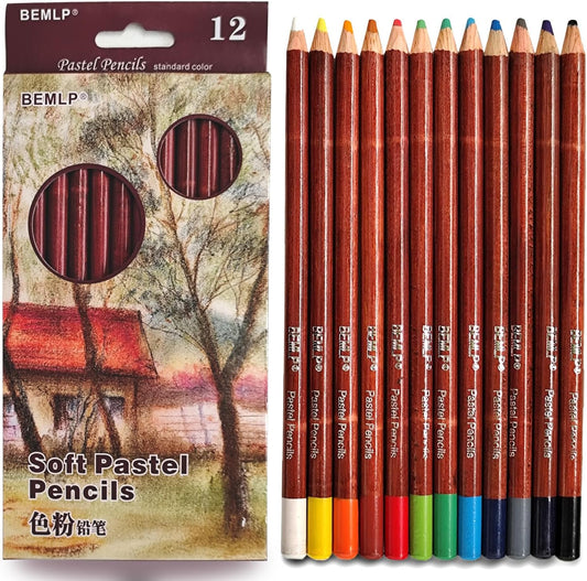 BEMLP 12 Non-toxic Professional Soft Pastel Pencils Drawing Sketches Colored Pencils For Drawing School Lapices De Colores Stationery