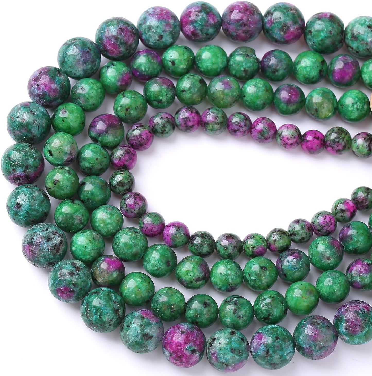 36pcs 10mm Natural Epidote Zoisite Stone Beads for Jewelry Making DIY Bracelet Necklace Accessories 15" Energy Healing Power Stone Beads