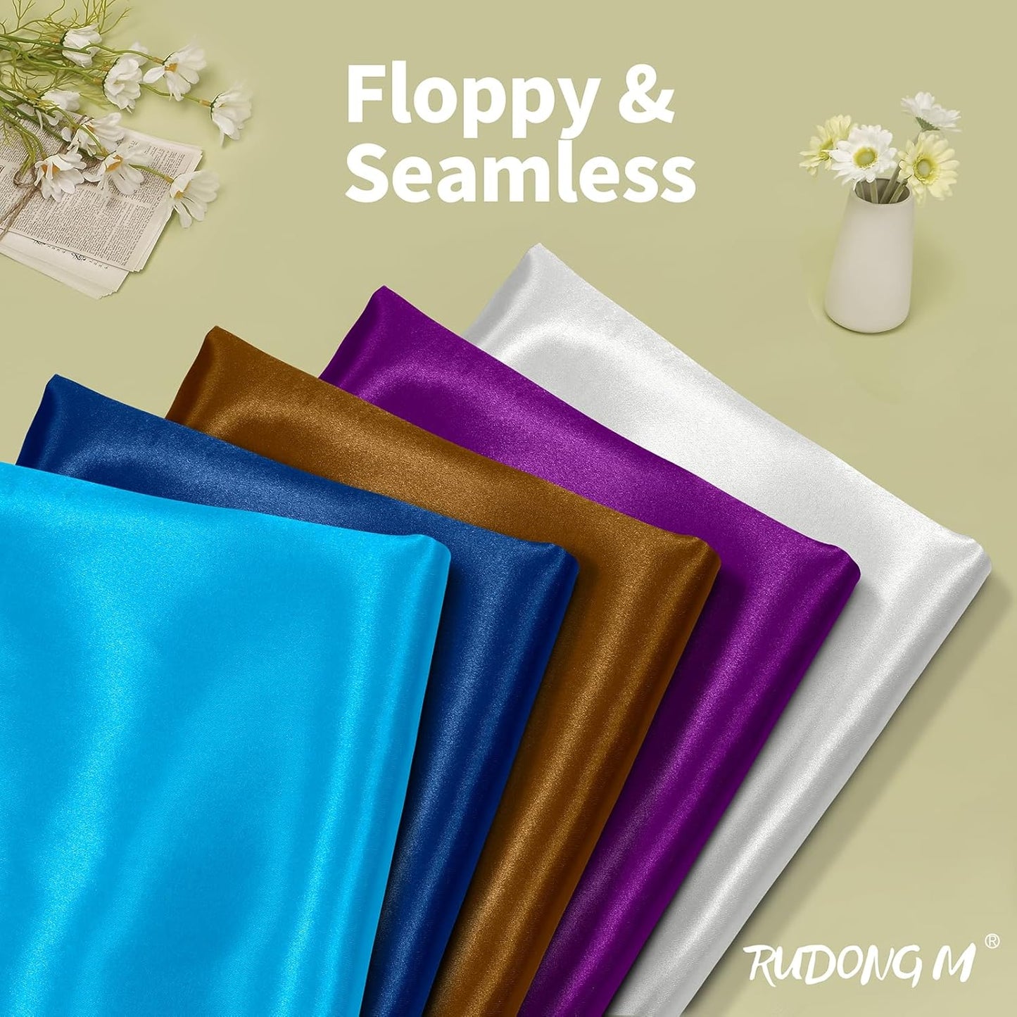 RUDONG M Aqua Blue Satin Fabric by The Yard, 1 Yard x 60 Inch Wide Silky Charmeuse Satin Fabric, Soft Satin Fabric for Wedding Decorations, Bridal Dress, Sewing, Accessories, DIY Crafts