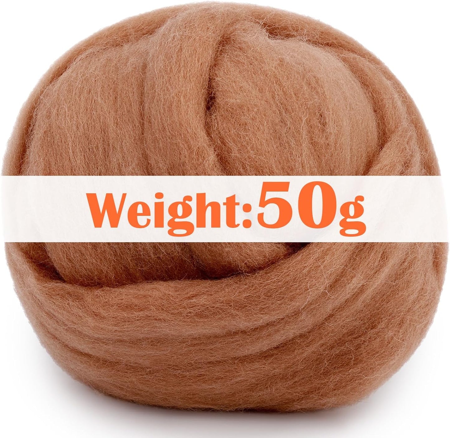 Mayboos Wool Roving Yarn, 1.76oz Colored Natural Wool Roving,Wool Felting Supplies Pure Wool Chunky Yarn for Wet Felting handcrafts and Spinning (Oak Brown)