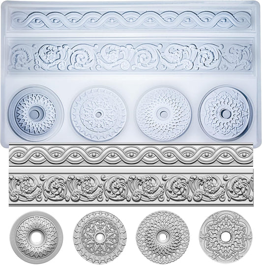 Art Mold for Polyclay Air Dry Clay Plaster, Trimmings and Medallion