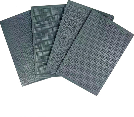 Arbuya Geometric Pattern Polymer Clay Texture Sheets for Earring Jewerly Making,Woodgrain Plaid Texture Mat for Polymer Clay Projects Polymer Clay Earrings Tools，4pcs/Pack