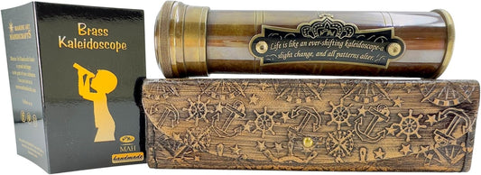 Handcrafted Brass Kaleidoscope – Vintage Nautical Collectible Gift for Kids, Teens & Adults – Sentimental Keepsake with Greeting Card – Educational Toy & Home Décor Accent – Timeless Pattern Design