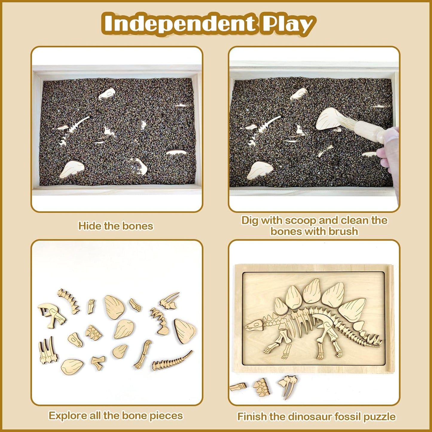 Dinosaur Excavation Archaeology Dig Kit for Kids, Fossil Explore Sensory Bin Toys, Dino Skeletons Bones Puzzle Game, Archaeology Science STEM Toys for Boys and Girls (Stegosaurus)